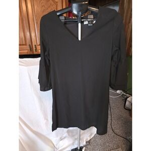 Belongsci Black Dress Size M. Lined  Bell‎ Sleeves.  19" PTP 23" Long Old Money.